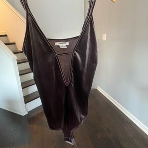 Amethyst Velour Thong Bodysuit